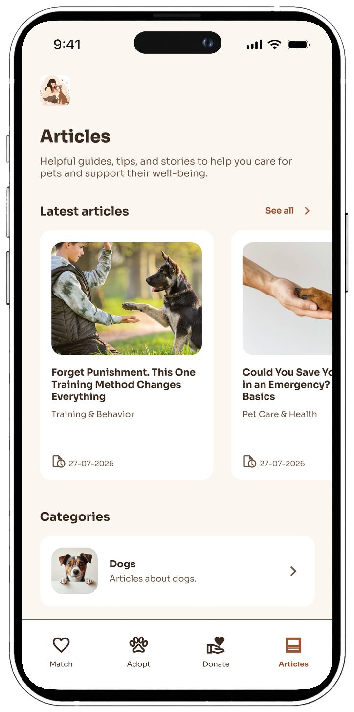 Addotta pet care articles screen