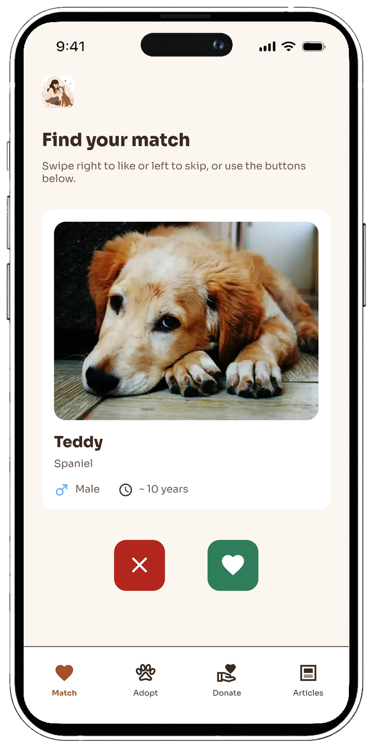 Addotta smart pet matching screen
